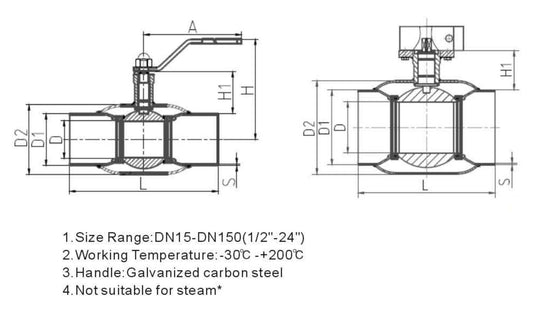 FULL WELDED BALL VALVES-PN25-PN40