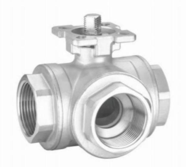 THREE WAY HIGH PLATFORM THREADED BALL VALVE