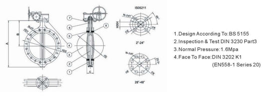 U-SECTION FLANGED WAFER BUTTERFLY VALVE PN16 CLASS125-150