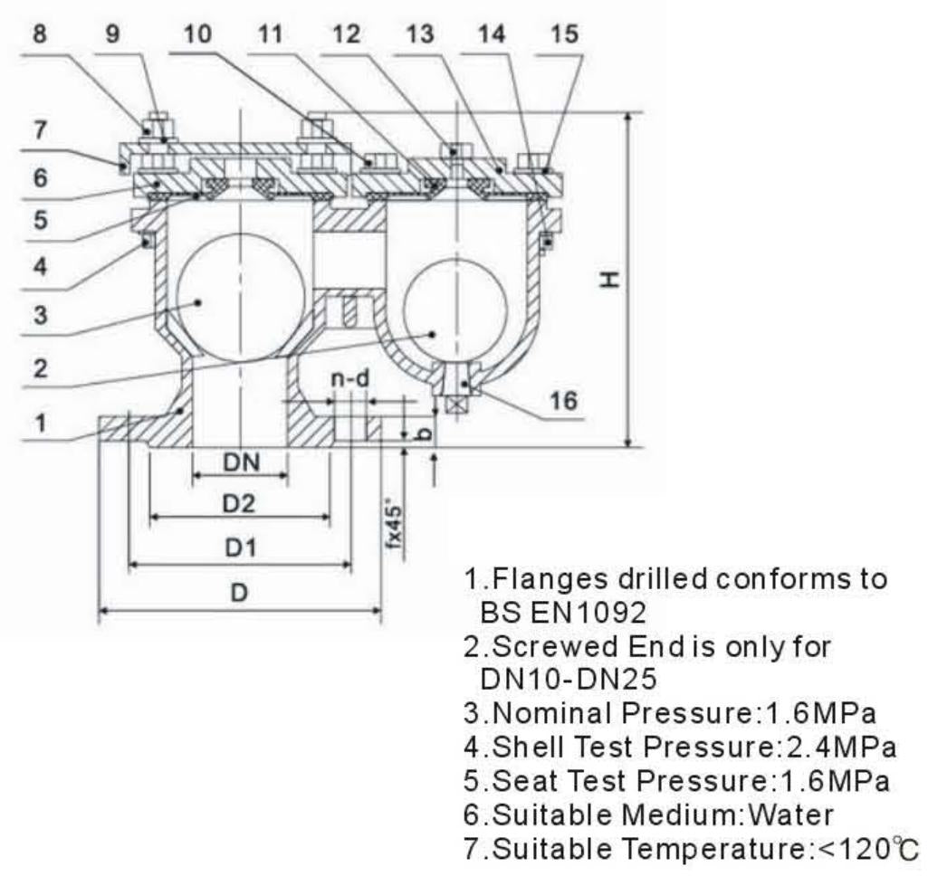 CAST IRON AIR RELEASE VALVE-PN16