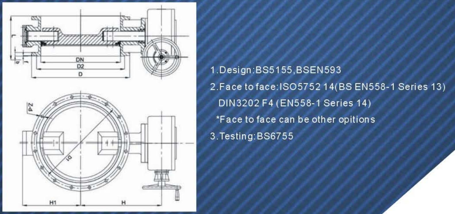 DOUBLE FLANGED DOUBLE-ECCENTRIC BUTTERFLY VALVE PN10-16-25