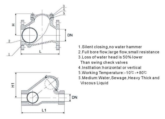 BALL CAST IRON CHECK VALVE PN10-PN16 - CLASS125-150