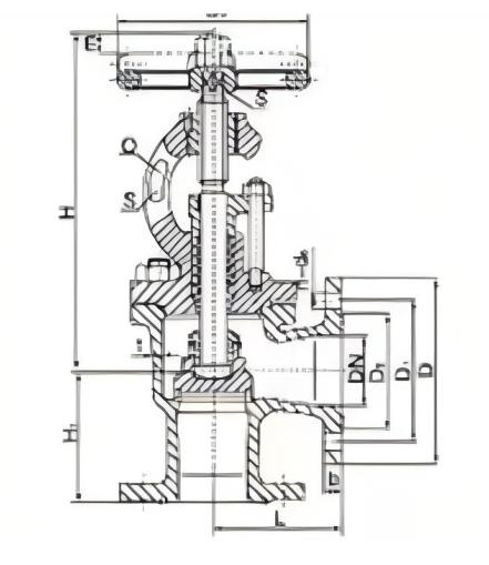 ANGLE GLOBE VALVE CAST STEEL FLANGE