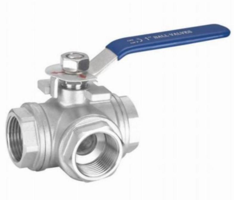 THREE WAY INTERNAL THREAD MANUAL BALL VALVE