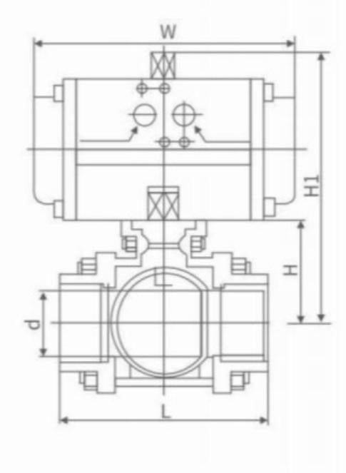 THREE PIECE PNEUMATIC INTERNAL THREAD BALL VALVE