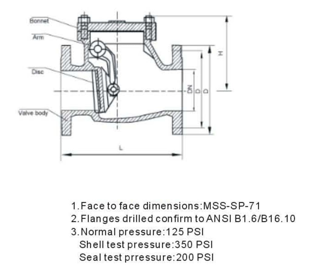 ANSI CAST IRON SWING CHECK VALVE-CLASS 125