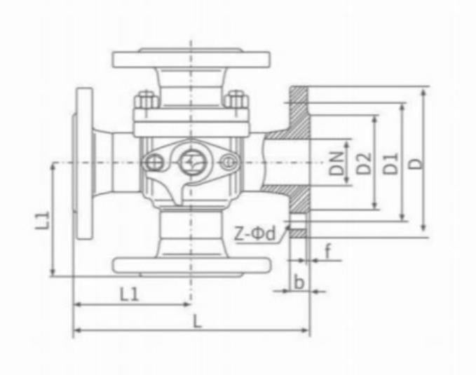 FOUR WAY FLANGE BALL VALVE
