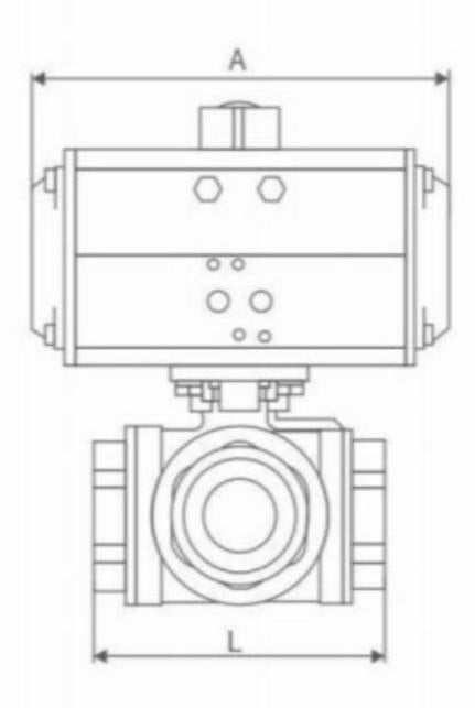 PNEUMATIC THREE WAY THREADED BALL VALVE