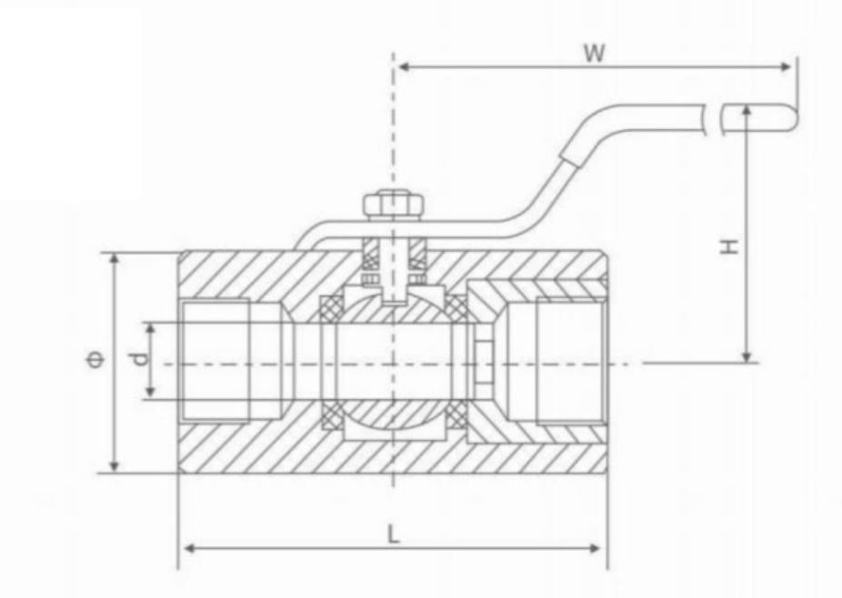 BROAD TYPE BALL VALVE WITH INTERNAL THREAD