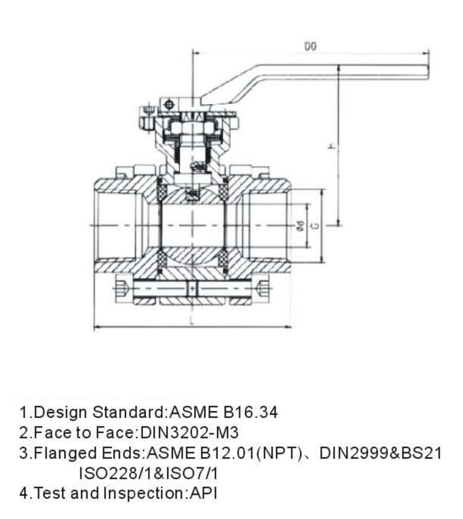 3PC TYPE BALL VALVE WITH INTERNAL THREAD