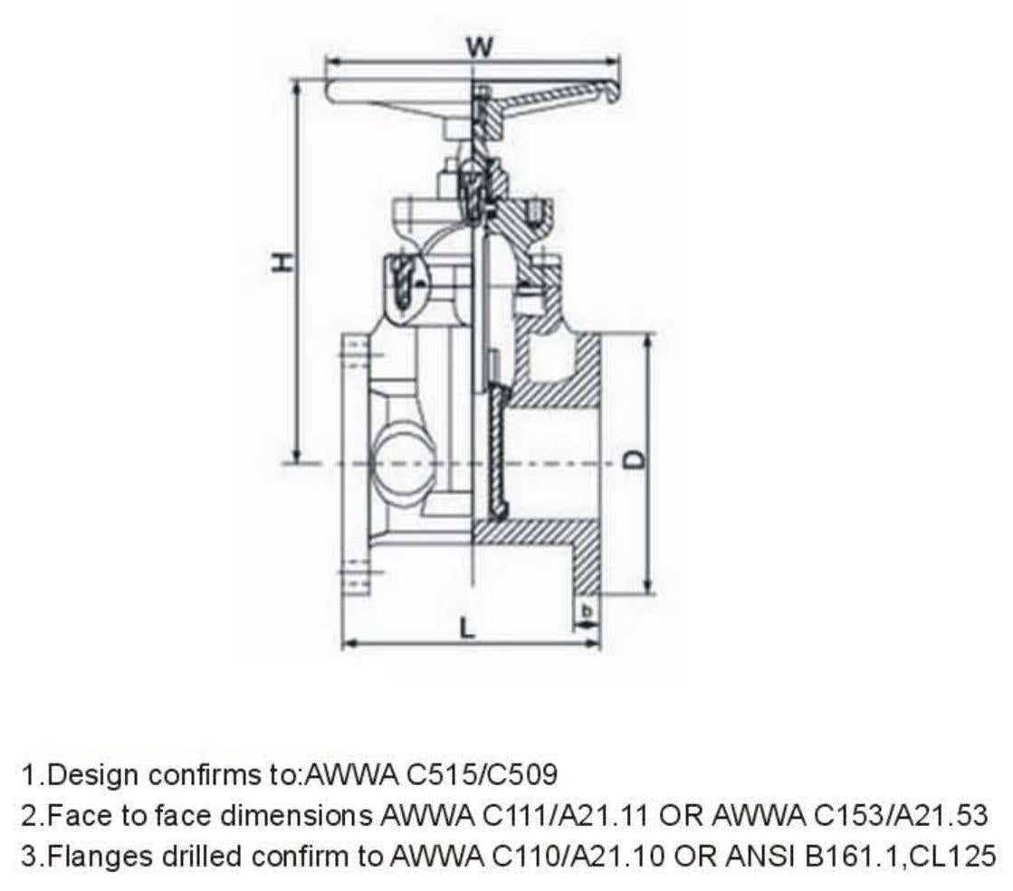 AWWA C509-C515 RESILIENT WEDGE GATE VALVE
