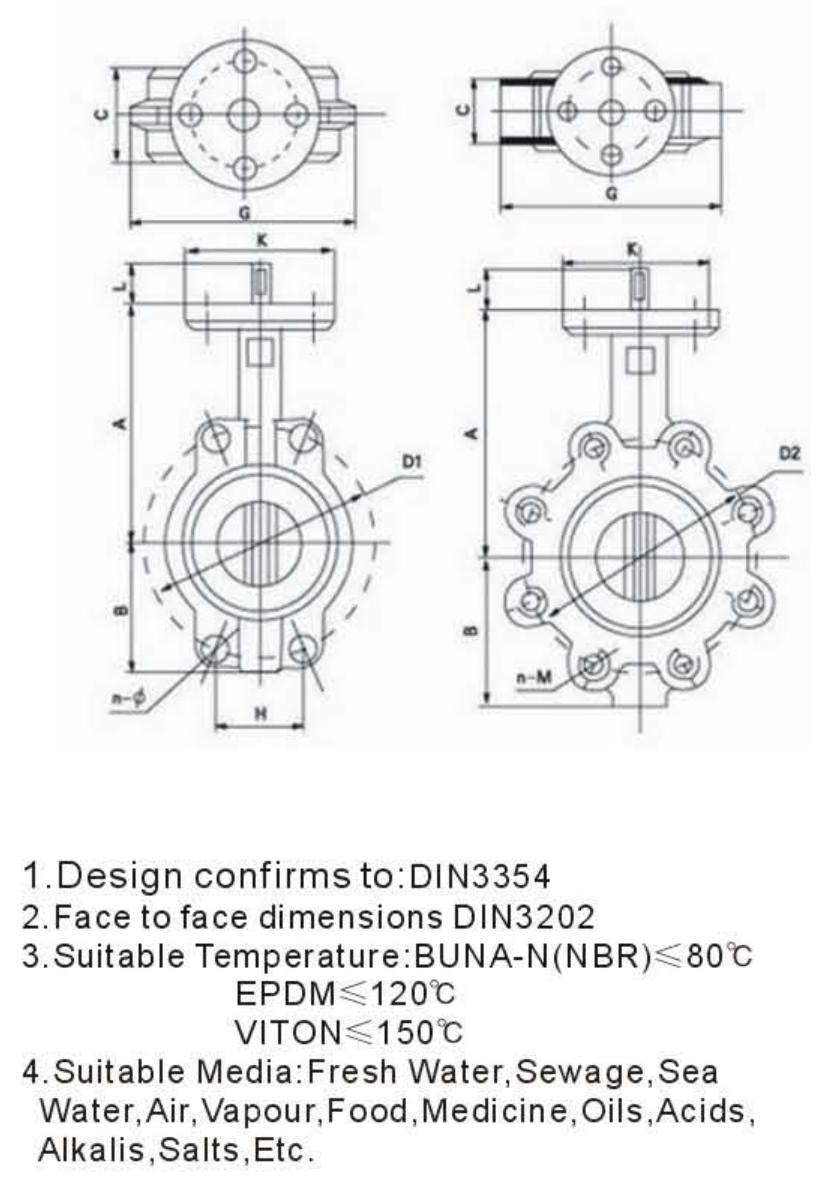 WAFER-LT BUTTERFLY VALVE, PN16; CLASS125-150
