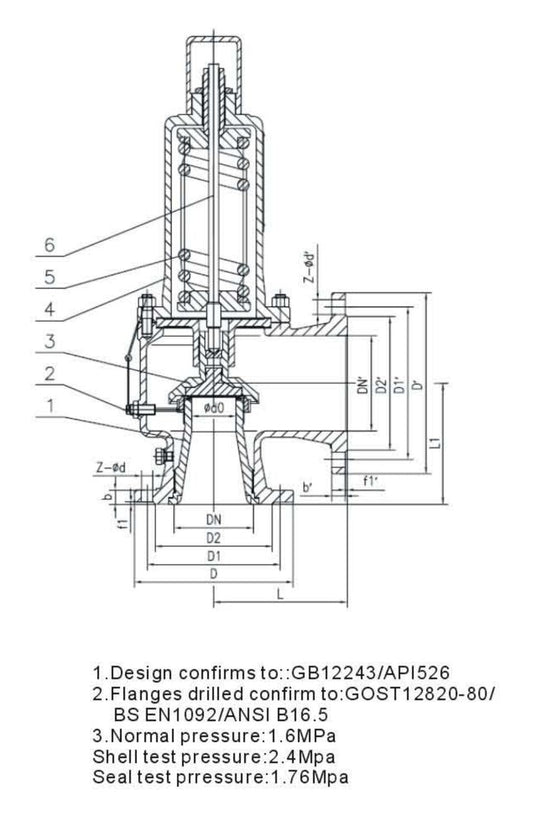 CAST STEEL SAFETY VALVE-PN16