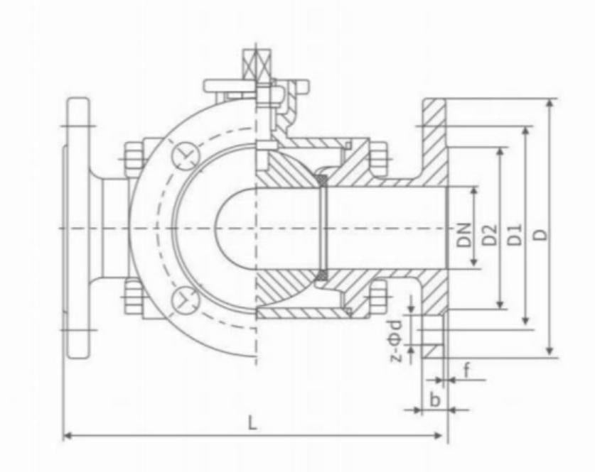 HIGH PLATFORM THREE WAY FLANGE BALL VALVE