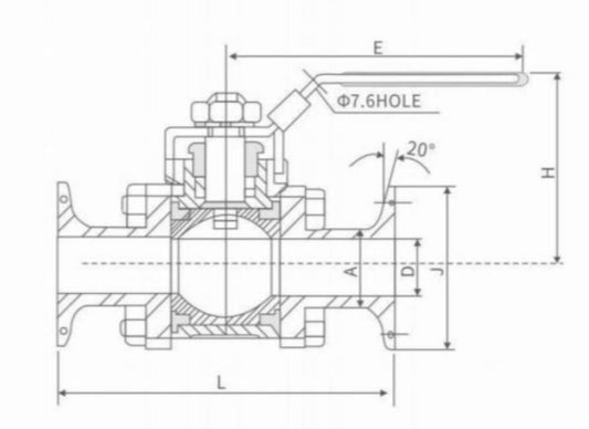 THREE-PIECE QUICK-FIT HIGH PLATFORM BALL VALVE