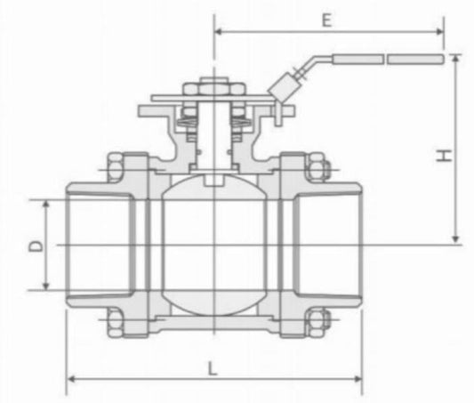 THREE PIECE INTERNAL THREAD HIGH PLATFORM BALL VALVE