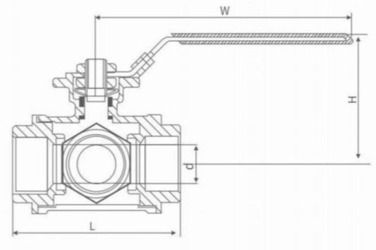 THREE WAY HIGH PLATFORM THREADED BALL VALVE