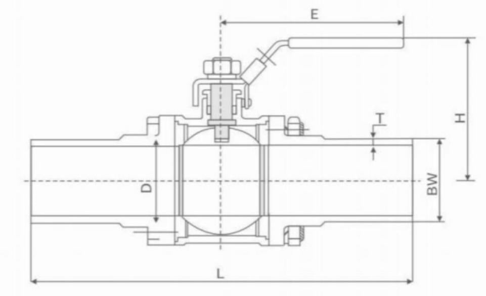 THREE PIECE LONG BUTT WELDING BALL VALVE
