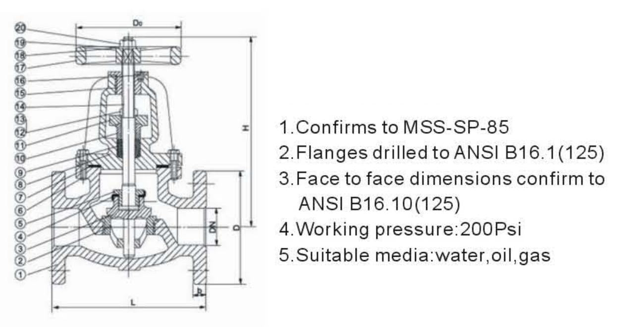 ANSI CAST IRON GLOBE VALVE-CLASS 125