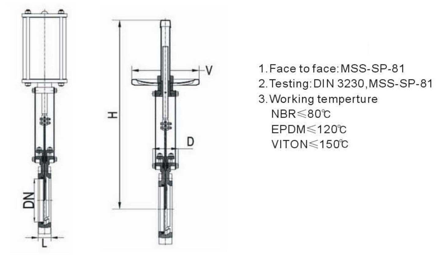 KNIFE GATE VALVE WITH FLOW DIRECTION PN10-CLASS150