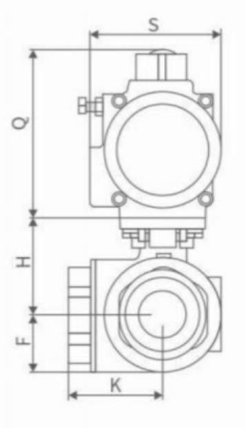 PNEUMATIC THREE WAY THREADED BALL VALVE